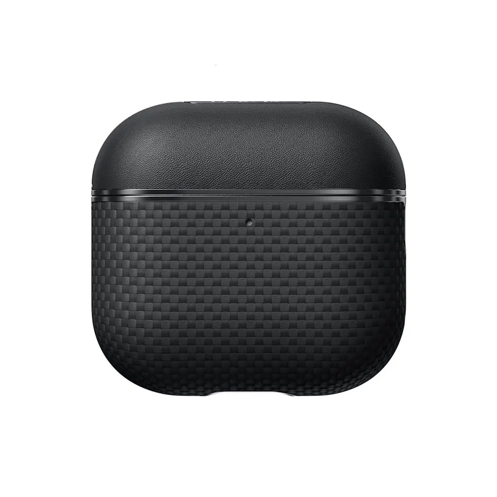 Airpods 4 Kılıf 1500D Aramid Fiber Pitaka Ultra-Slim Classic Serisi Black-Grey Twill Kapak