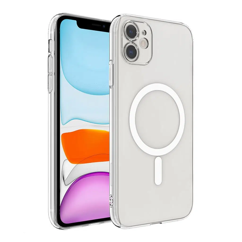 iPhone 11 İnce Kılıf Kamera Korumalı M-Safe Şarj Özellikli Şeffaf Zore London Silikon Kapak