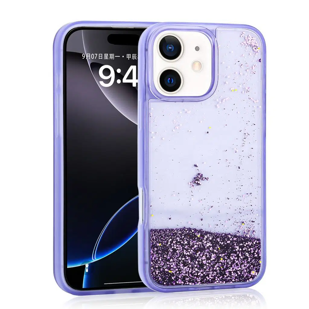 iPhone 12 Kılıf Sıvılı Simli Şeffaf Arka Yüzey Keto Silikon Kapak