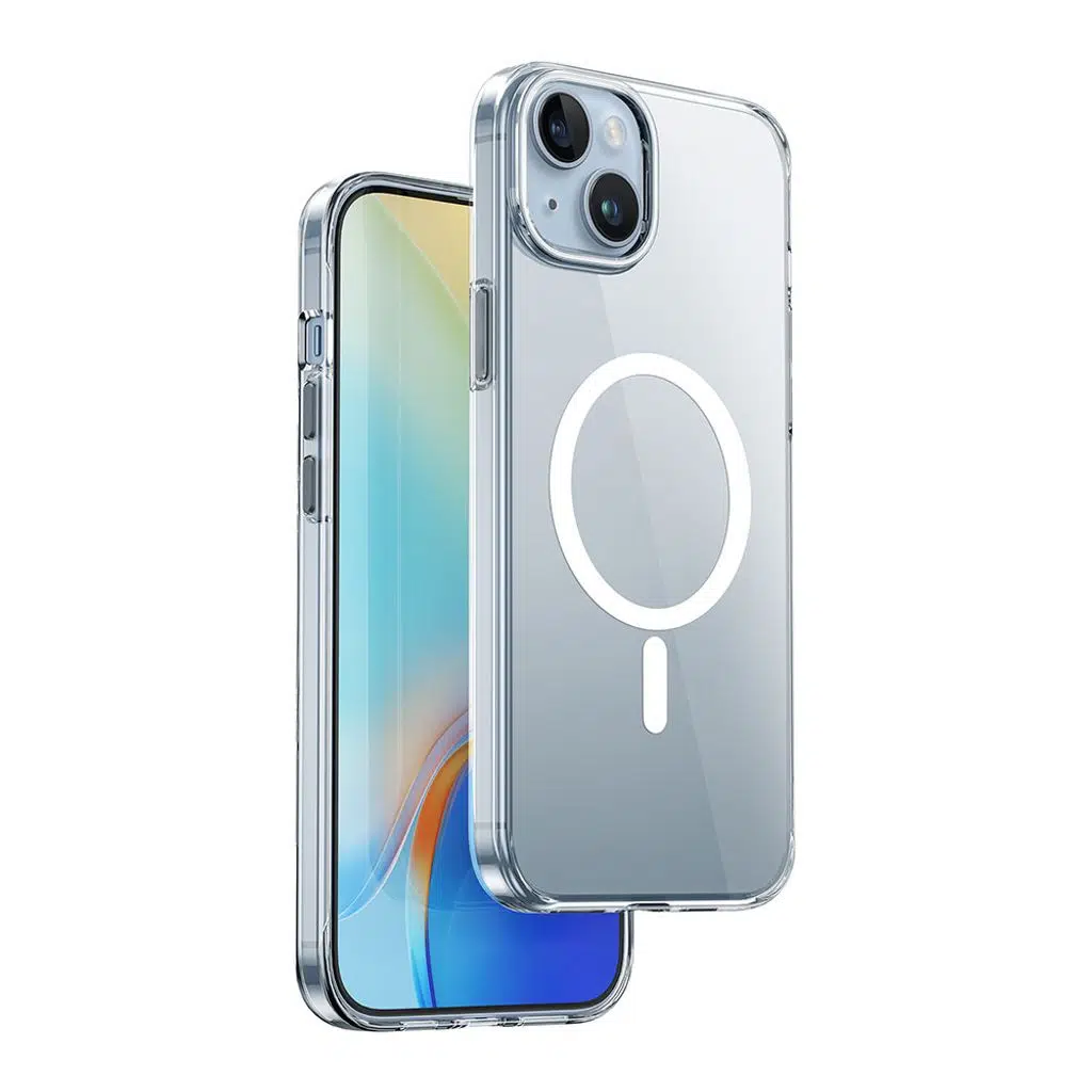 Apple iPhone 15 Kılıf Wiwu ZYS-013 M-safe Şarj Özellikli Renkli Kamera Çerçeveli Şeffaf Jelly Kapak