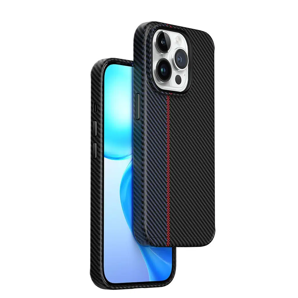 Apple iPhone 15 Pro Kılıf Wiwu LCC-107 Karbon Fiber M-safe Şarj Özellikli Kamera Korumalı Kabon Kapak