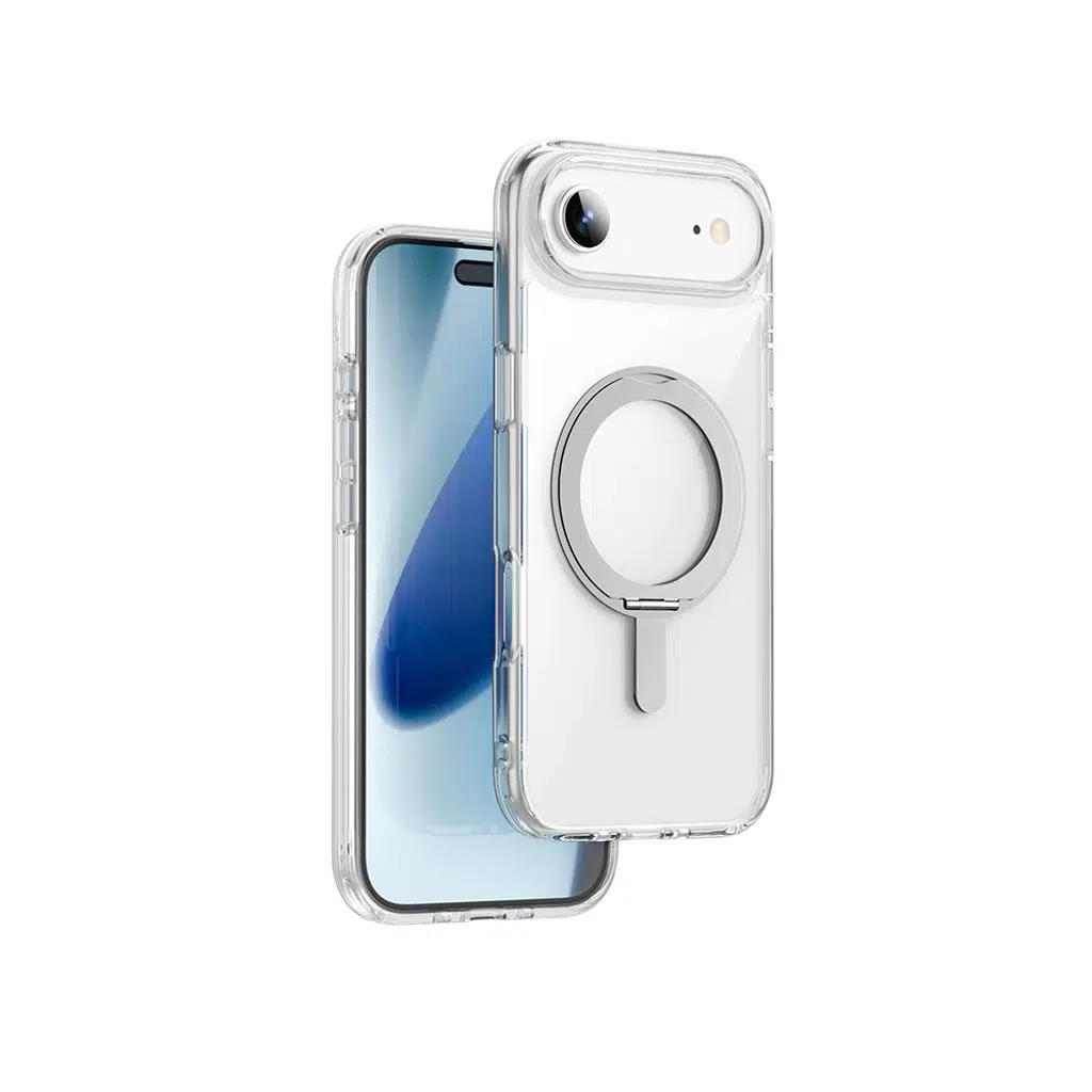 Apple iPhone 17 Air Kılıf Wiwu MCC-201 iShield Ultra Serisi M-safe Şarj Özellikli Standlı Crystal Sert PC Kapak