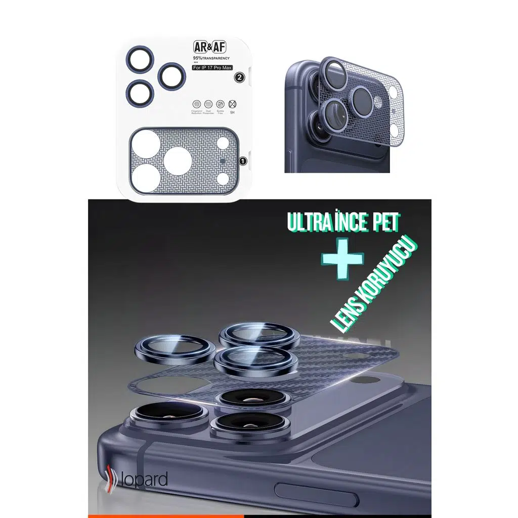 iPhone 17 Pro Max Kamera Gövde + Lens Koruyucu Parmak İzi Bırakmayan Koruma Anti-Reflective CL-22