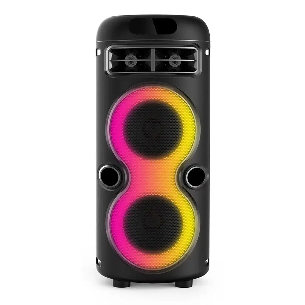 GD-2402 Dijital LED Göstergeli FM Radyolu Mikrofonlu RGB TWS Çift 4 inç Stereo Bass Kablosuz Karaoke Hoparlör