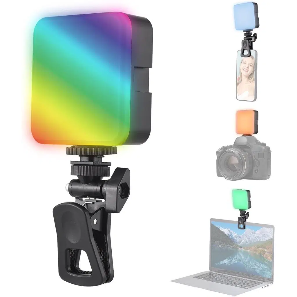 GZ49S RGB Selfie Video Işığı, 72 Led, 3000K - 7000K, Bilgisayar, Ttablet, Akıllı telefon, DSLR kamera için 3 flaş ayağı tutucu, entegre 500 mAh pil, ekran klipsli