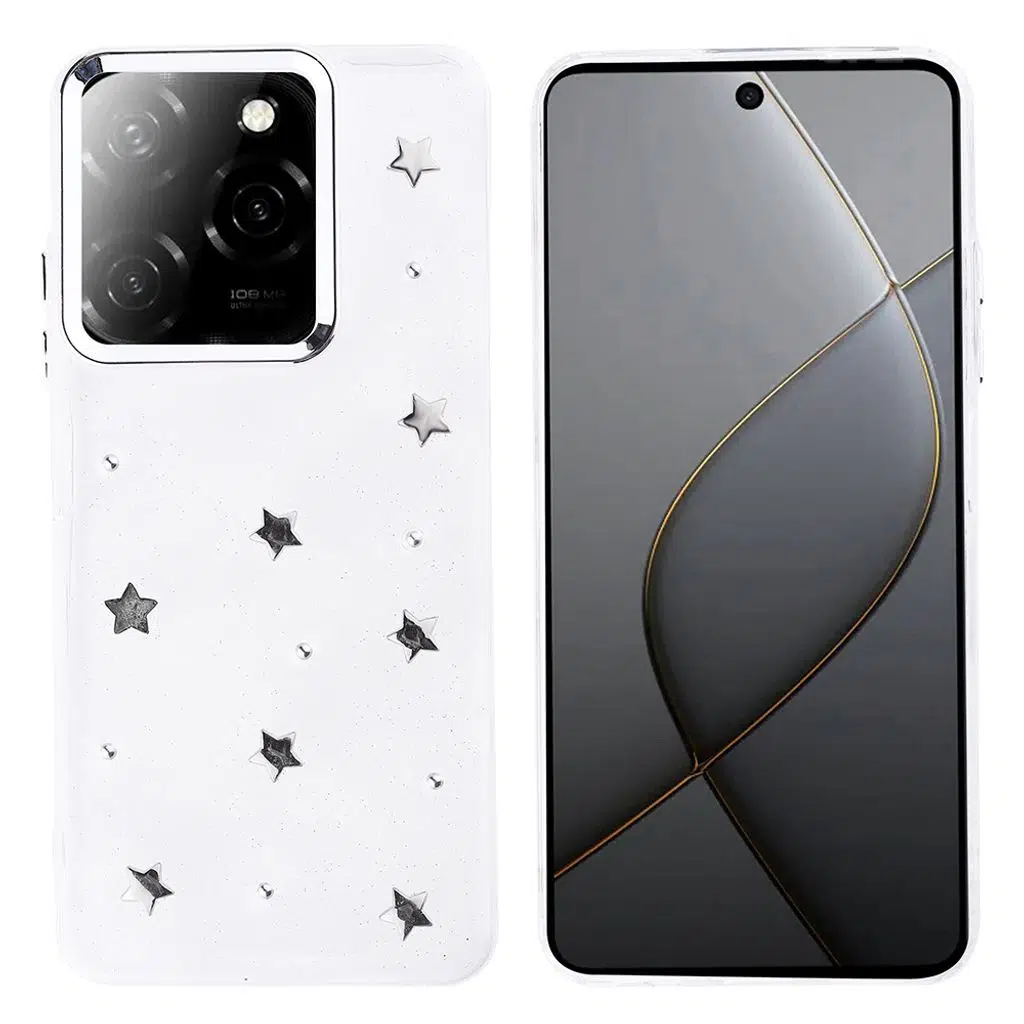 İnfinix Hot 40 Kılıf Airbag Tasarımlı Simli Şeffaf Kutup Kapak