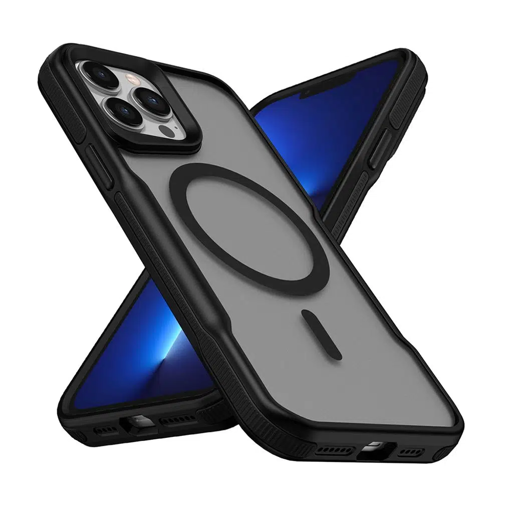 iPhone 13 Pro Kılıf M-safe Şarj Özellikli Renkli Kenar Airbag Şeritli Lamer Kapak