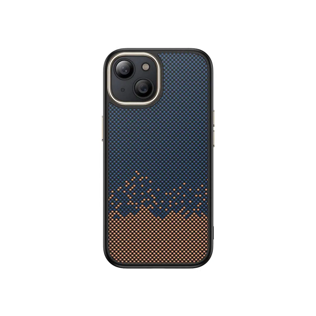 iPhone 14 Plus Kılıf M-safe Şarj Özellikli Karbon Fiber Görünümlü Antina Kapak