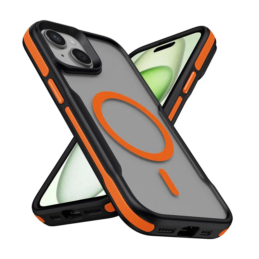 iPhone 14 Plus Kılıf M-safe Şarj Özellikli Renkli Kenar Airbag Şeritli Lamer Kapak