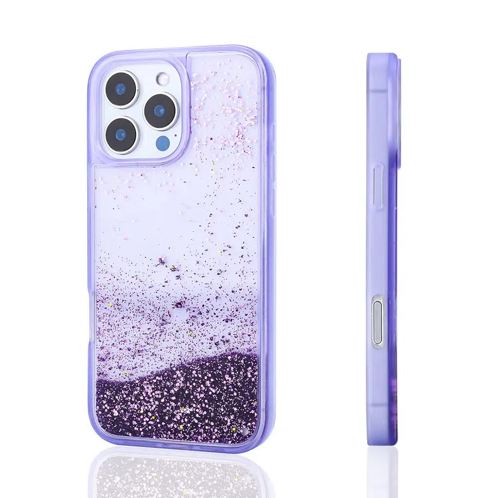 iPhone 14 Pro Max Kılıf Sıvılı Simli Şeffaf Arka Yüzey Keto Silikon Kapak