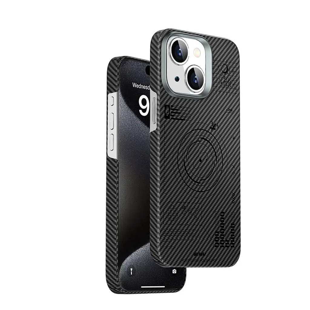 iPhone 15 Plus Kılıf Lopard KJZ-017 Karbon Fiber 600D Explore Kevlar Kapak