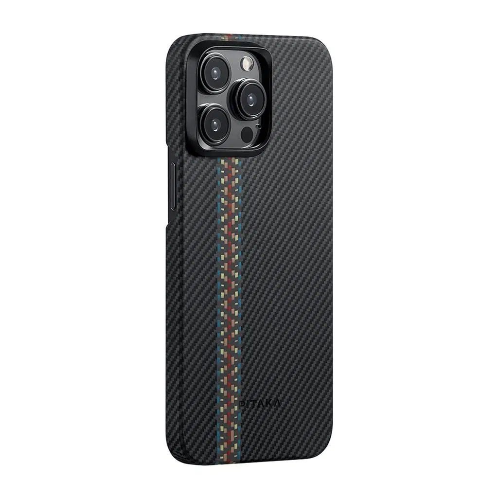 iPhone 15 Pro Kılıf M-safe Şarj Özellikli 600D Aramid Fiber Pitaka Tactile Woven Orchestra Serisi Rhapsody Kapak