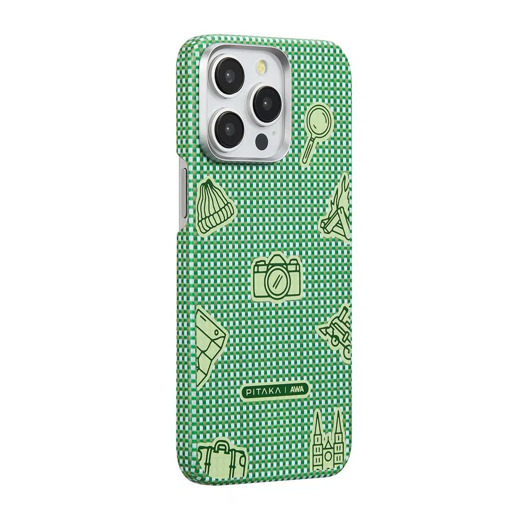 iPhone 15 Pro Kılıf M-safe Şarj Özellikli Awa Tasarımlı 1500D Aramid Fiber Pitaka Ultra-Slim Classic Serisi Forest Kapak