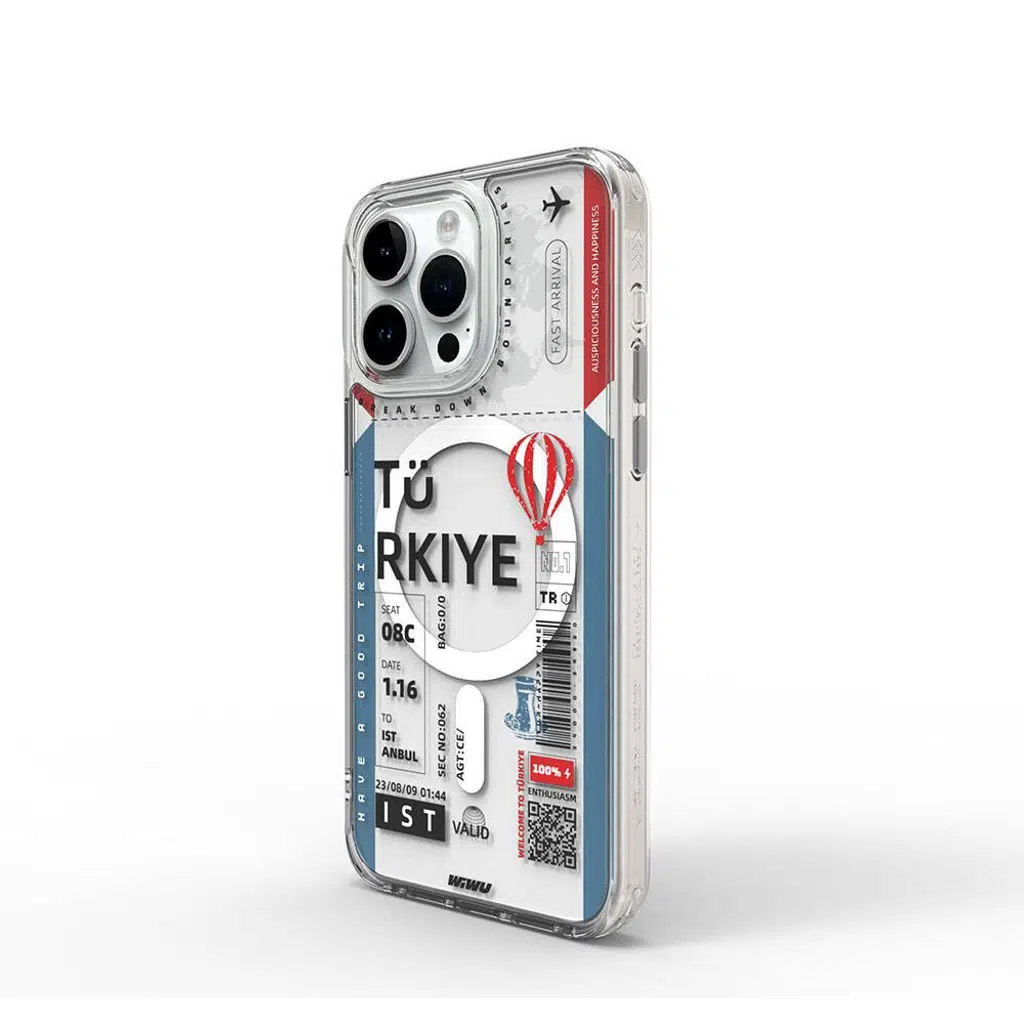 iPhone 15 Pro Kılıf M-safe Şarj Özellikli Bilet Desenli Lopard Turkey B Serisi Kapak