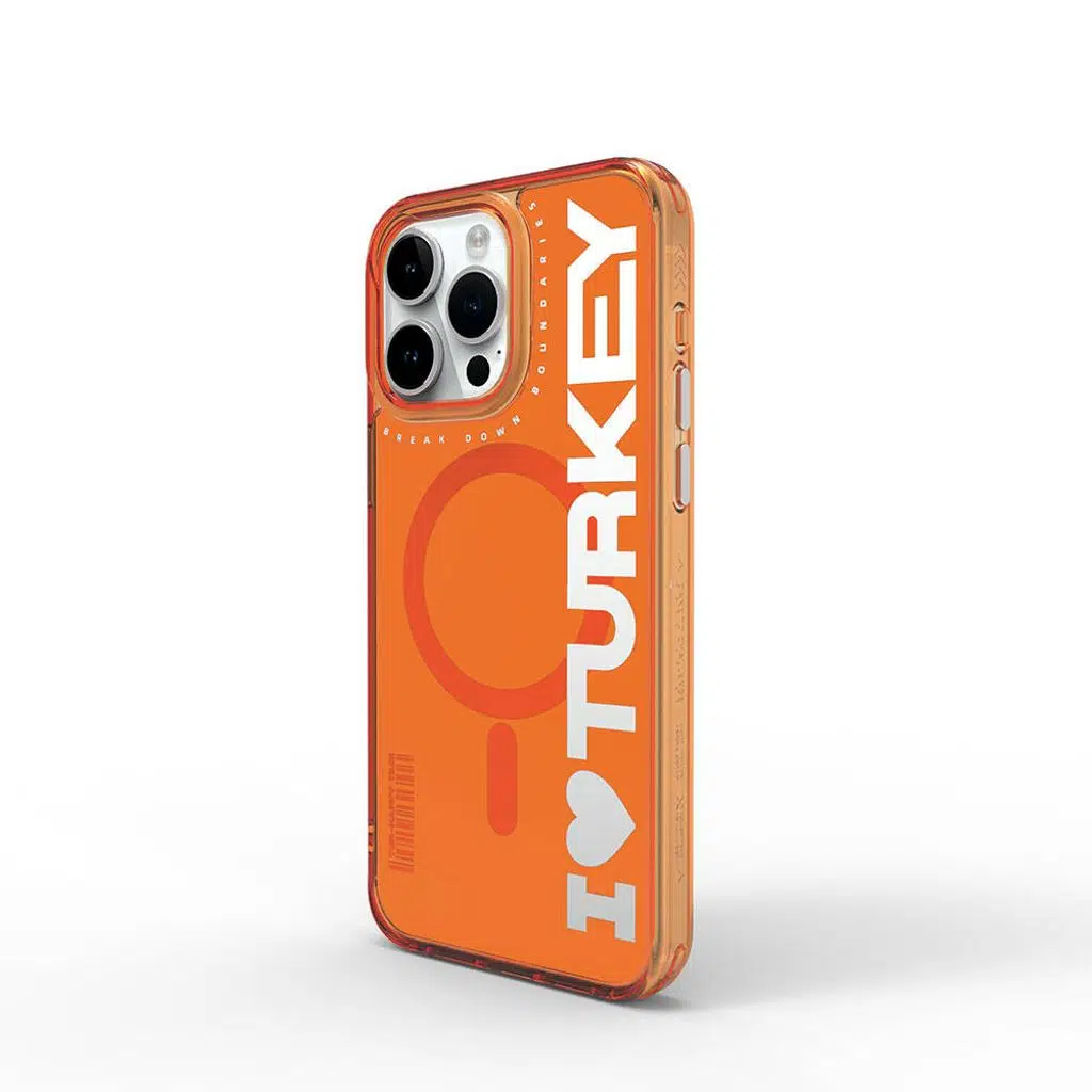 iPhone 15 Pro Kılıf M-safe Şarj Özellikli I Love Turkey Yazı Desenli Lopard Turkey E Serisi Kapak