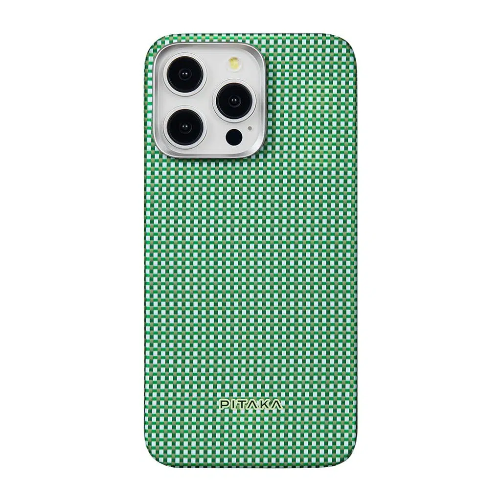 iPhone 15 Pro Max Kılıf M-safe Şarj Özellikli Aramid Fiber Pitaka Ultra-Slim Classic Serisi Forest Green Kapak