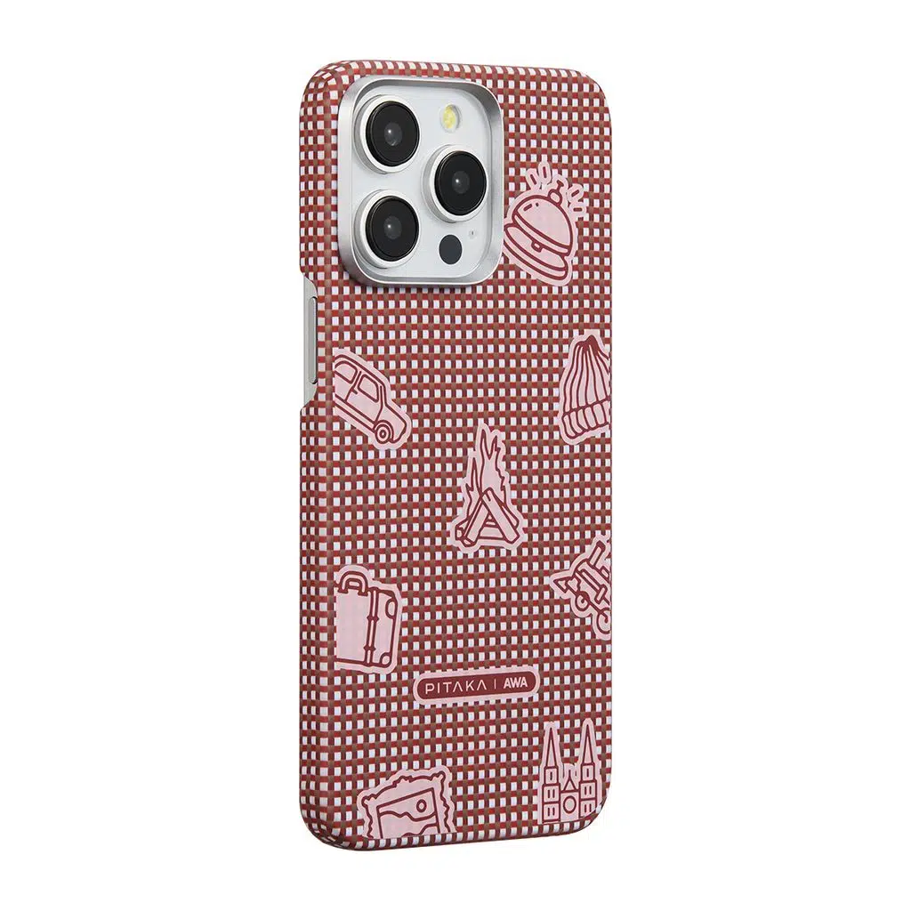 iPhone 15 Pro Max Kılıf M-safe Şarj Özellikli Awa Tasarımlı 1500D Aramid Fiber Pitaka Ultra-Slim Classic Serisi Bonfire Kapak