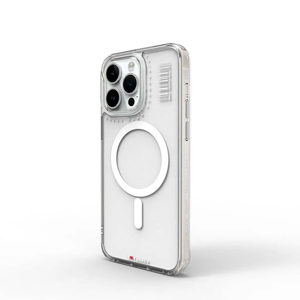 iPhone 15 Pro Max Kılıf M-safe Şarj Özellikli Şeffaf Transparan Lopard Turkey D Serisi Kapak