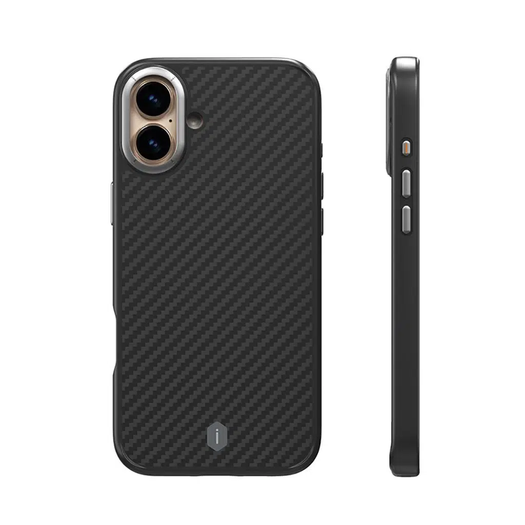 iPhone 16 Kılıf Lopard DCC-205 M-safe Şarj Özellikli Aramid Fiber Tasarım Kevlar Kapak