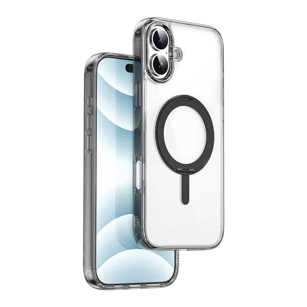 iPhone 16 Kılıf Lopard MCC-201 iShield Ultra Serisi M-safe Şarj Özellikli Standlı Crystal Sert PC Kapak