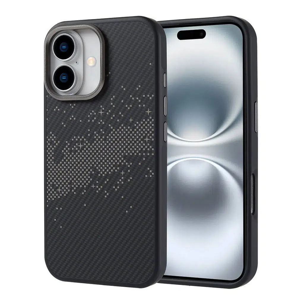 iPhone 16 Kılıf M-safe Şarj Özellikli Karbon Fiber Tasarımlı Vave Kapak