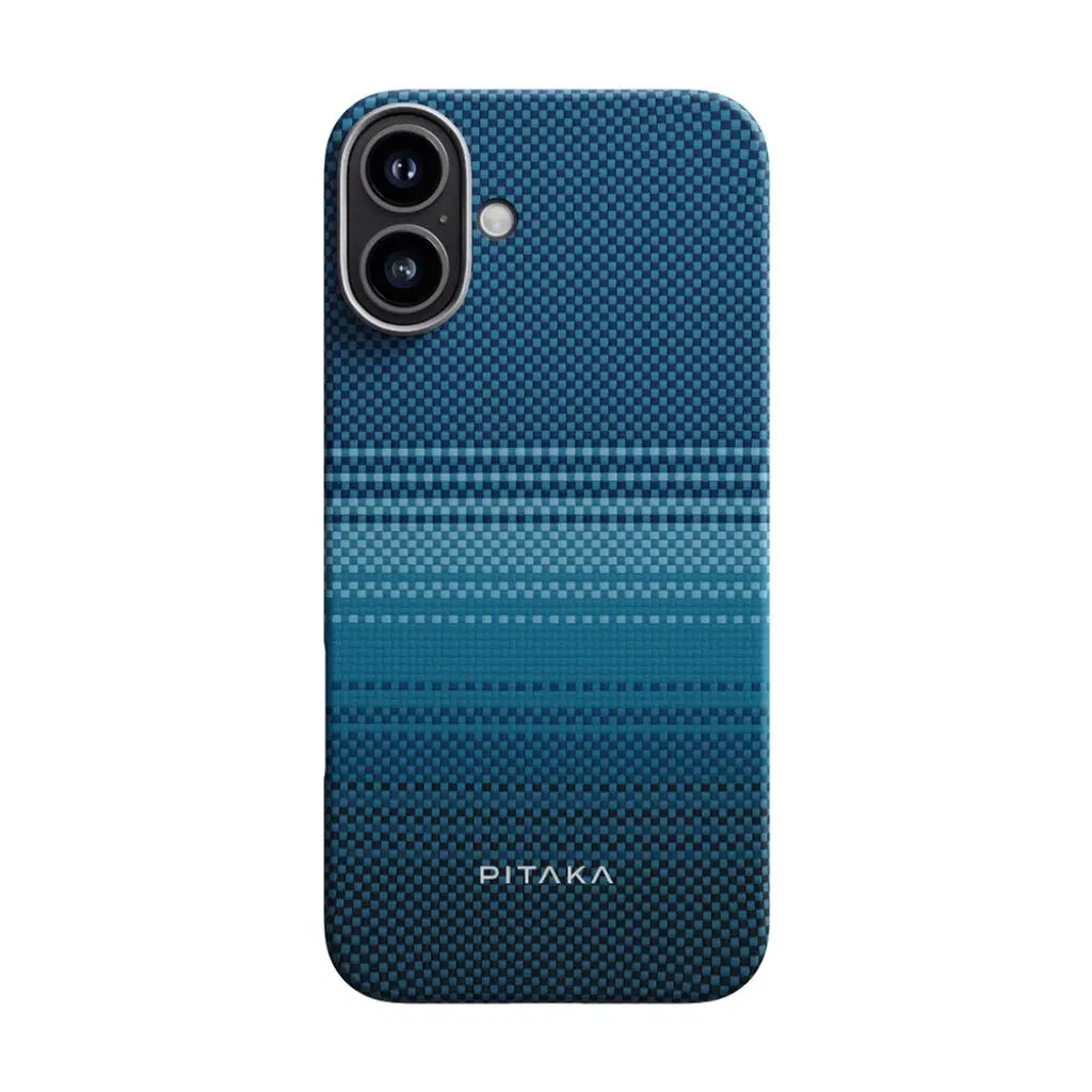 iPhone 16 Plus Kılıf M-safe Şarj Özellikli Aramid Fiber Pitaka Tactile Woven Sunset-Moonrise Serisi Moonrise Kapak