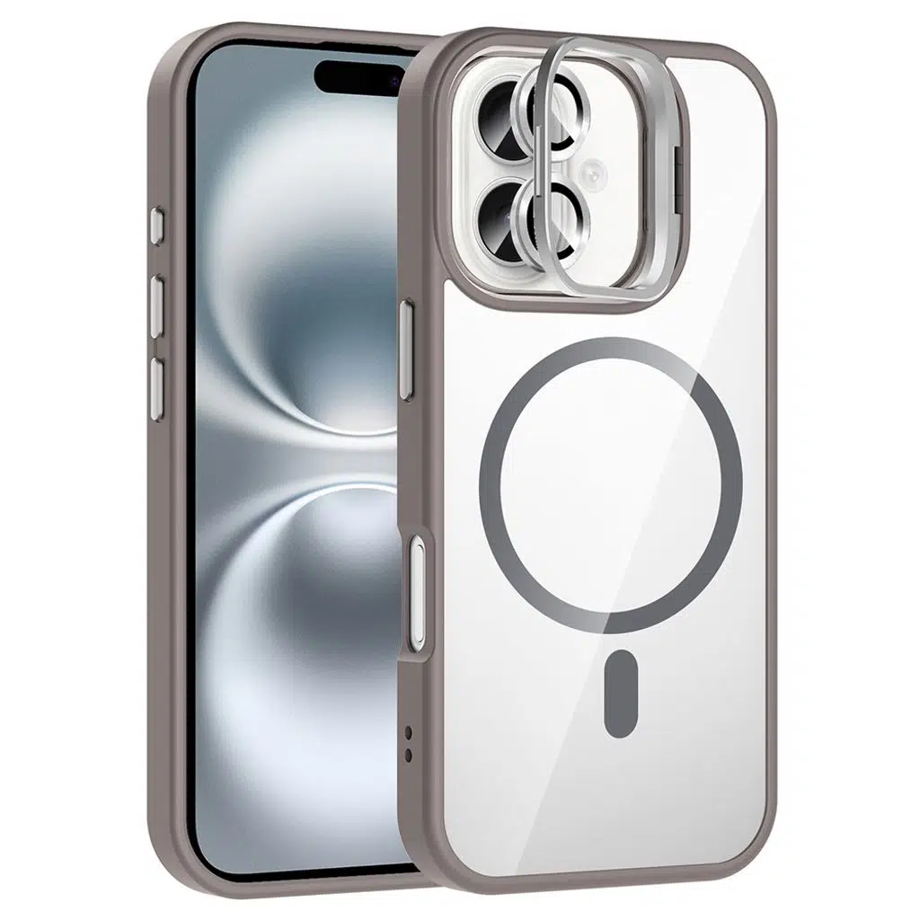 iPhone 16 Plus Kılıf Standlı ve Kamera Lens Hediyeli M-Safe Şarj Özellikli Etro Kapak