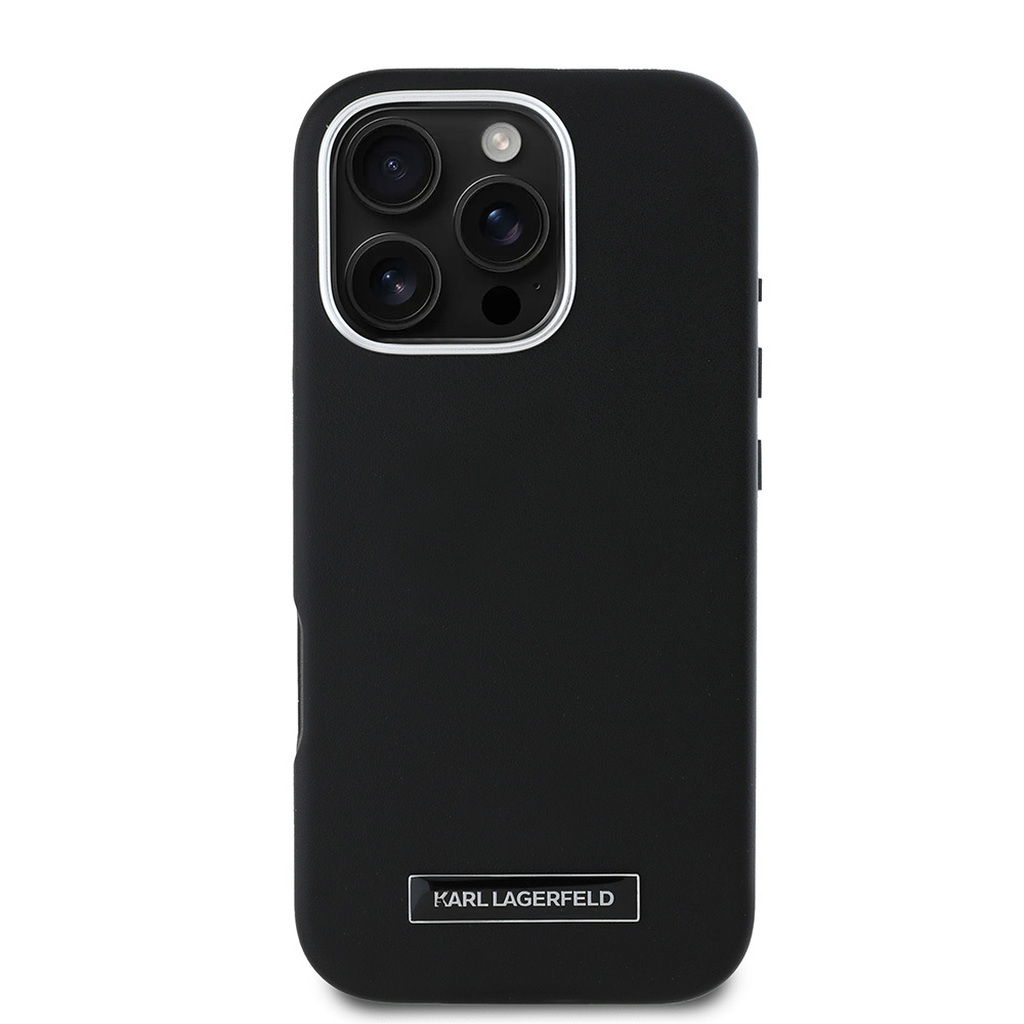 Magsafe Uyumlu Buton Design Plate Logotype PU Deri iPhone 16 Pro Kılıf