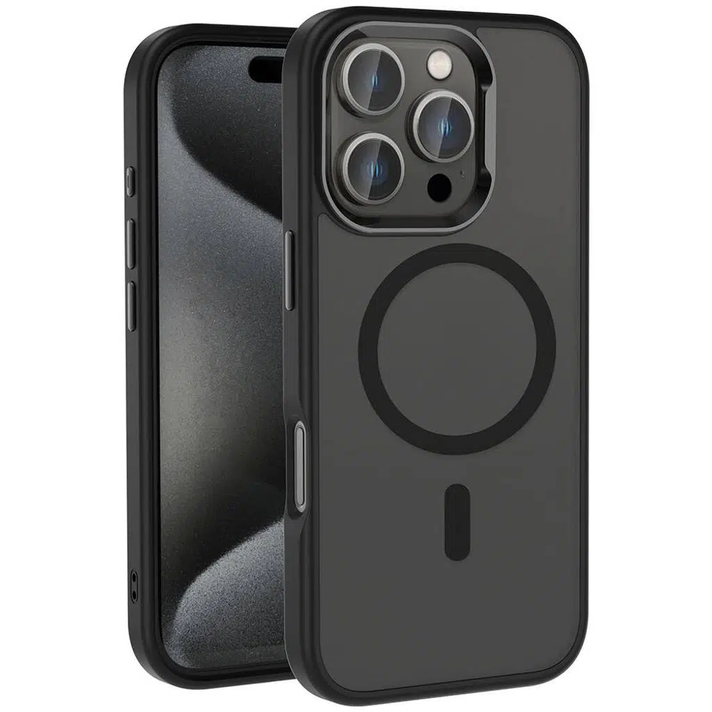 iPhone 16 Pro Kılıf M-safe Şarj Özellikli Parlak Kamera Çerçeveli Kost Kapak