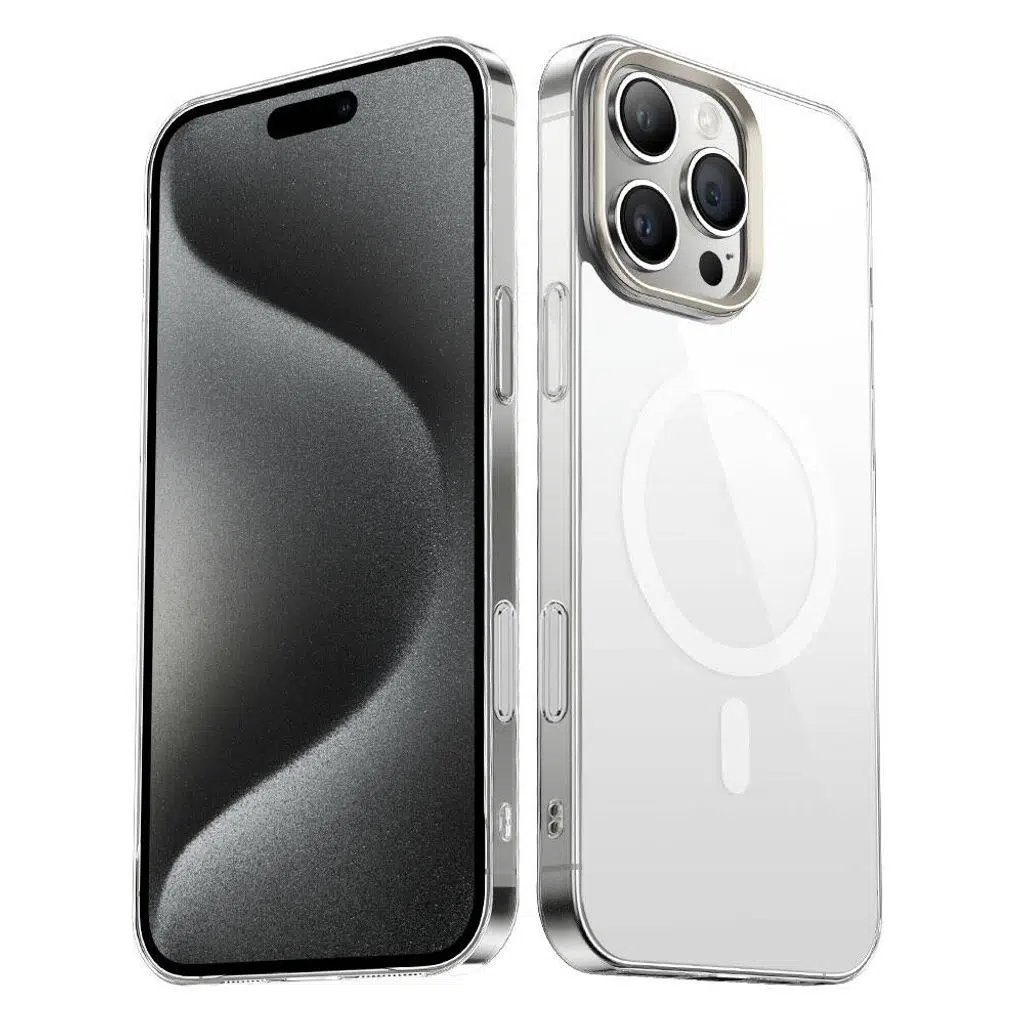 iPhone 16 Pro Kılıf M-safe Şarj Özellikli Şeffaf Cam Arka Yüzey G-Glass Kapak