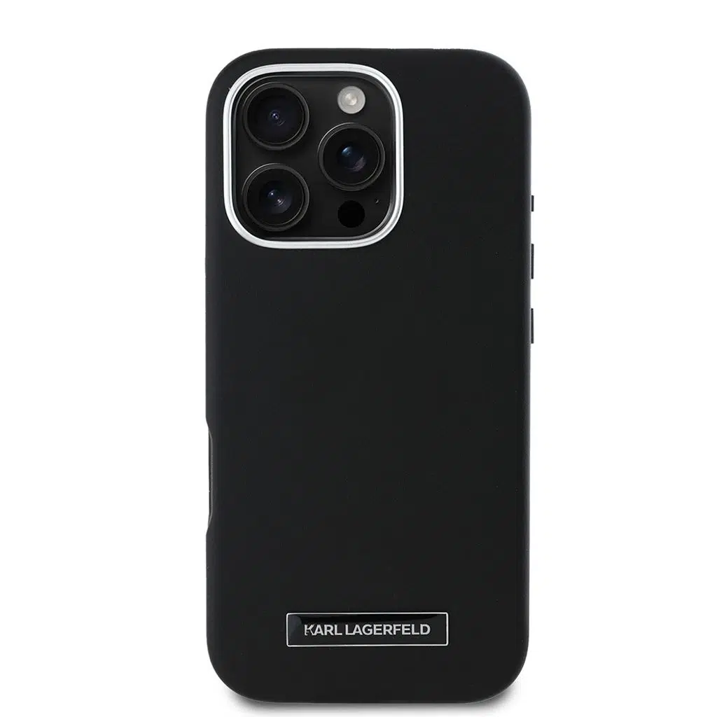 Magsafe Uyumlu Buton Design Plate Logotype PU Deri iPhone 16 Pro Max Kılıf