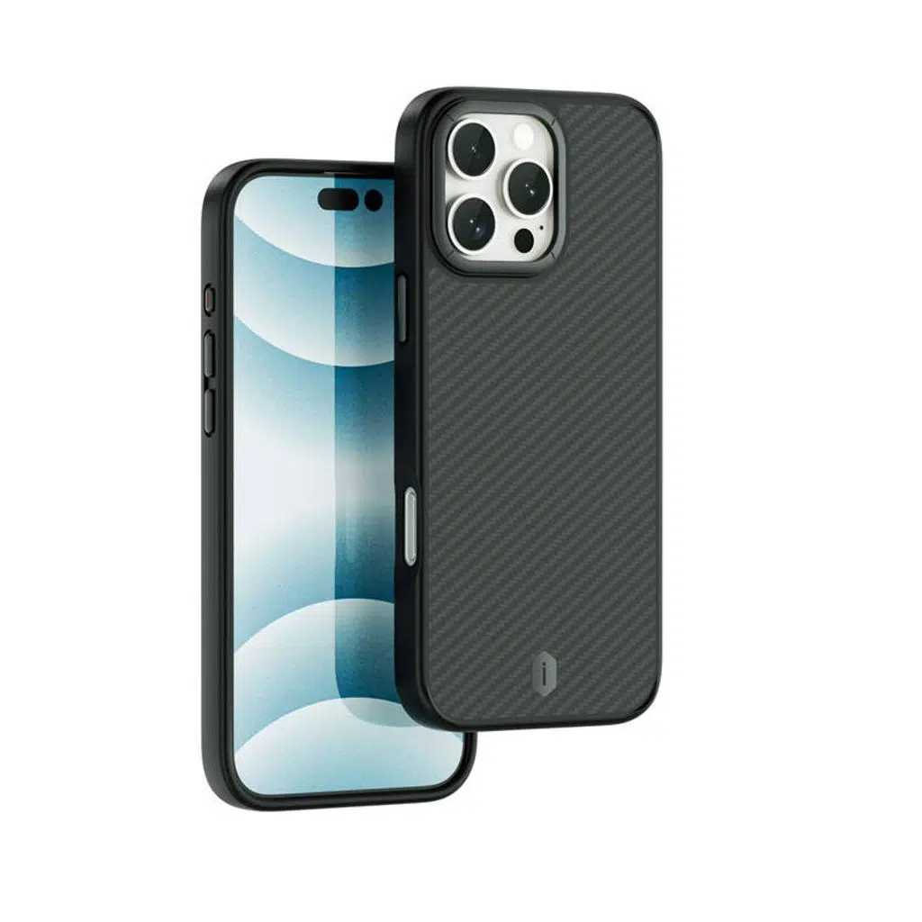 iPhone 16 Pro Max Kılıf Lopard DCC-205 M-safe Şarj Özellikli Aramid Fiber Tasarım Kevlar Kapak