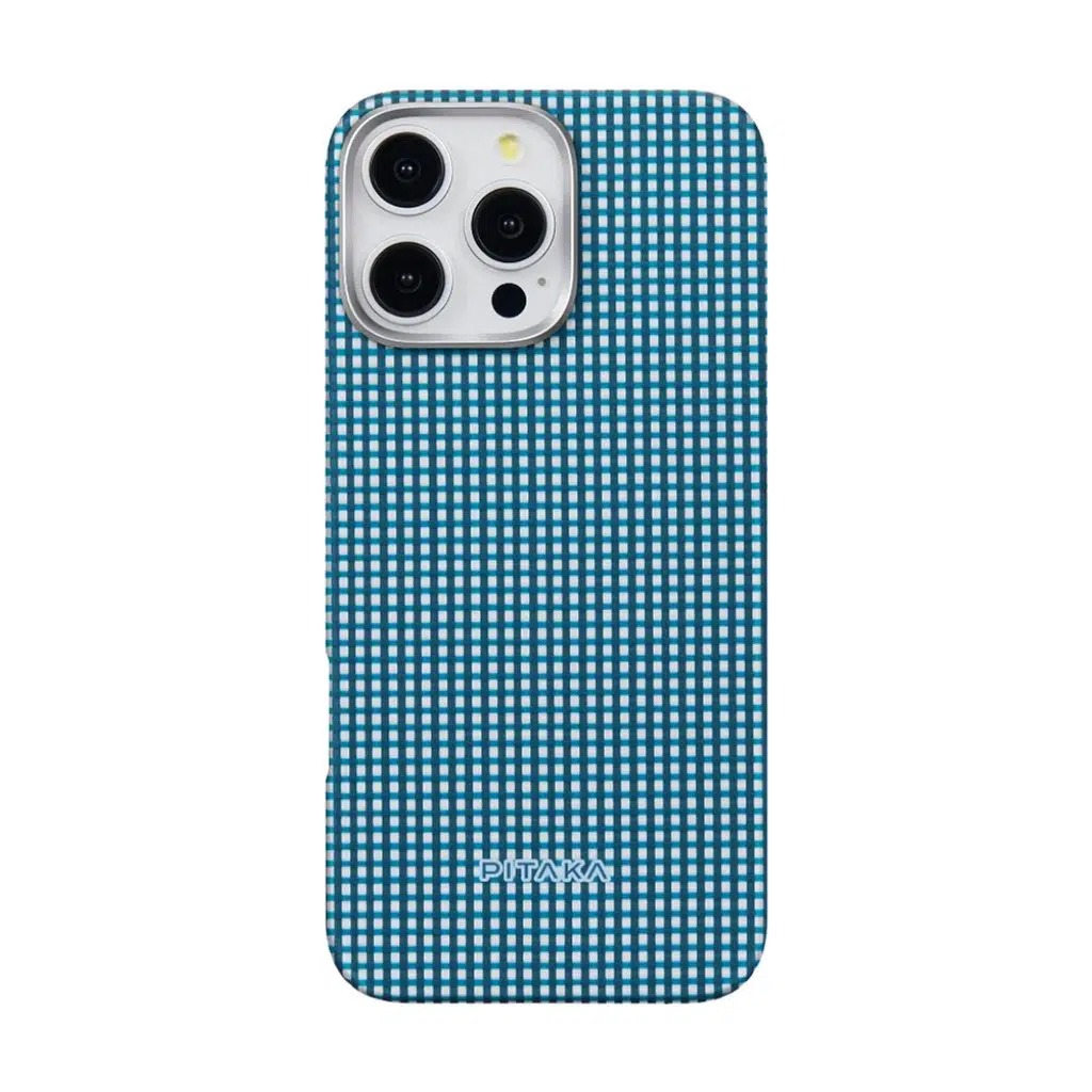 iPhone 16 Pro Max Kılıf M-safe Şarj Özellikli Aramid Fiber Pitaka Ultra-Slim Classic Serisi Ocean Blue Kapak