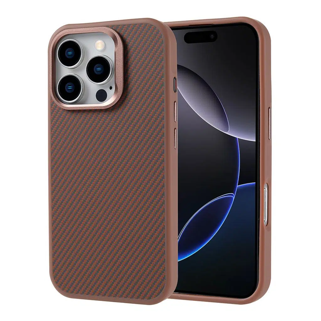 iPhone 16 Pro Max Kılıf M-safe Şarj Özellikli Karbon Fiber Görünümlü Troy Kapak