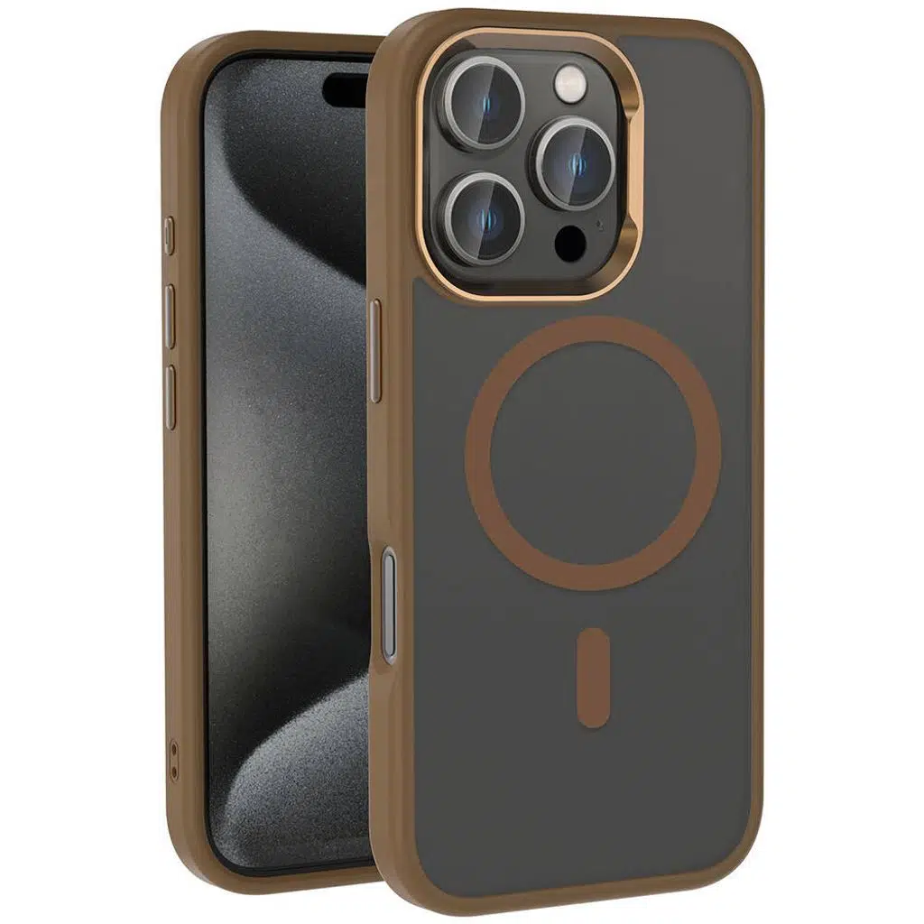 iPhone 16 Pro Max Kılıf M-safe Şarj Özellikli Parlak Kamera Çerçeveli Kost Kapak