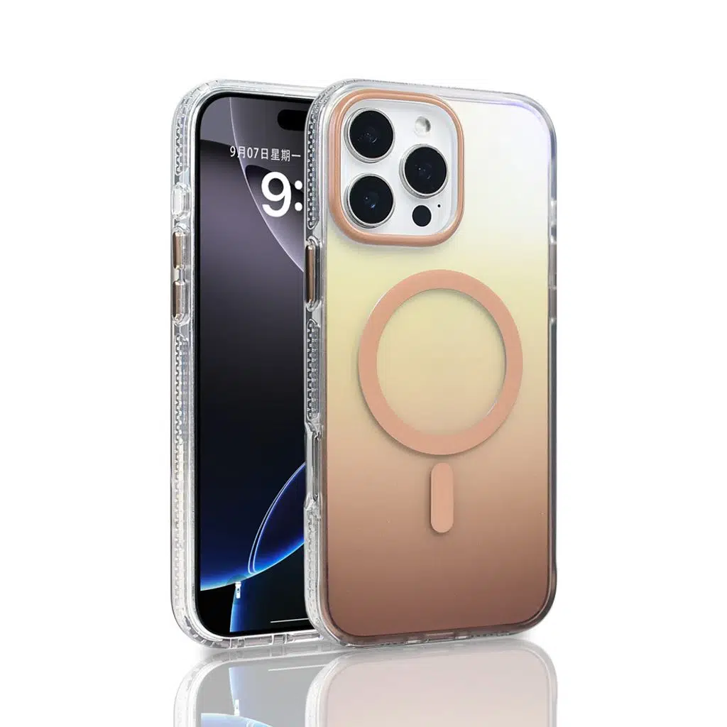 iPhone 16 Pro Max Kılıf M-safe Şarj Özellikli Transparan Renk Geçişli Toros Kapak