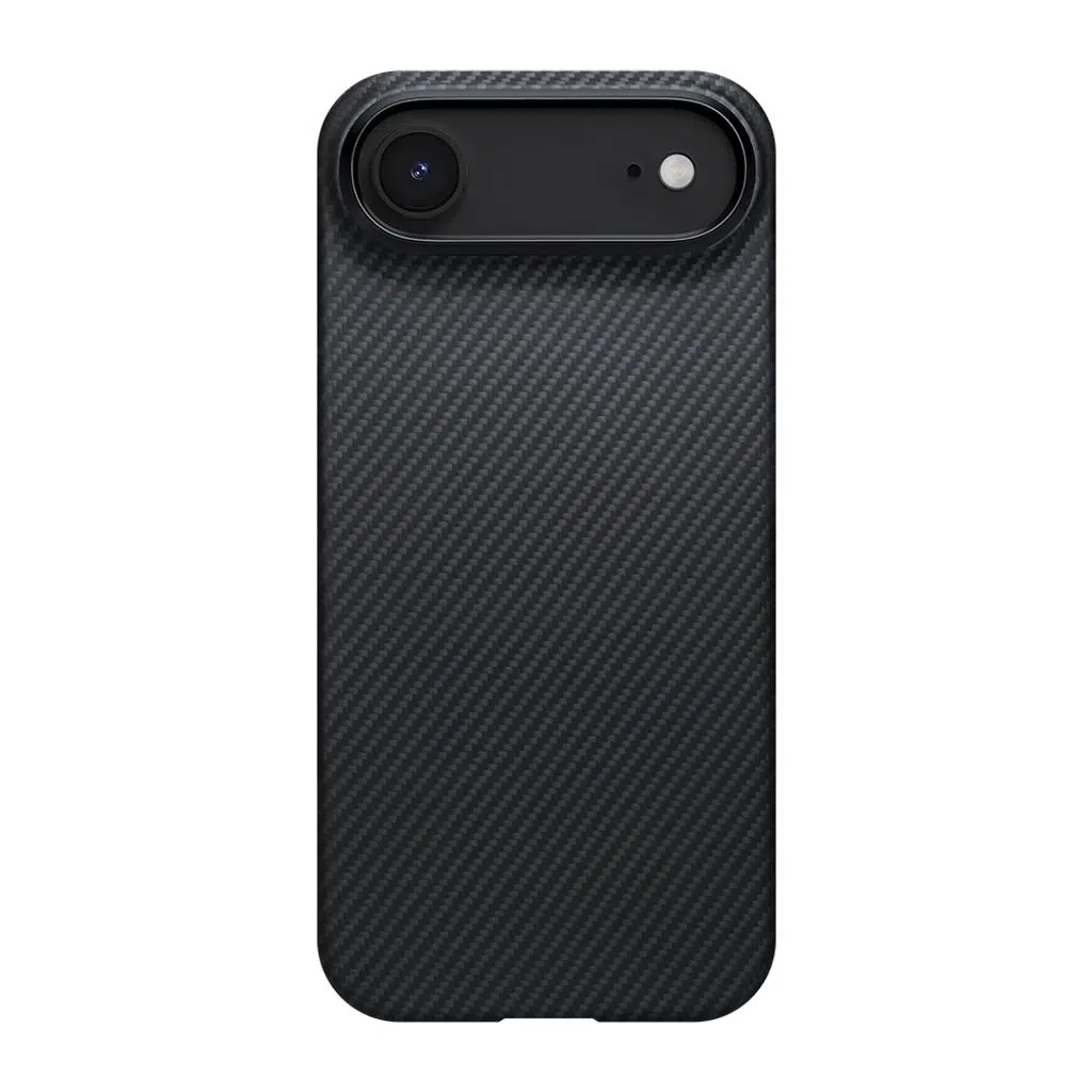 iPhone 17 Air Kılıf M-safe Şarj Özellikli 1500D Aramid Fiber Pitaka Ultra-Slim Classic Serisi Black-Grey Twill Kapak