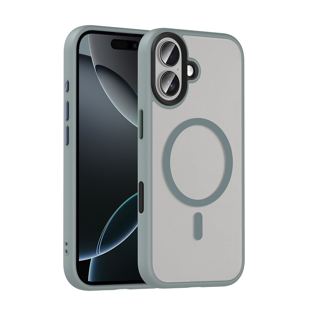 iPhone 17 Kılıf Mat Arka Yüzey Wireless Şarj Özellikli Flet M-safe Kapak