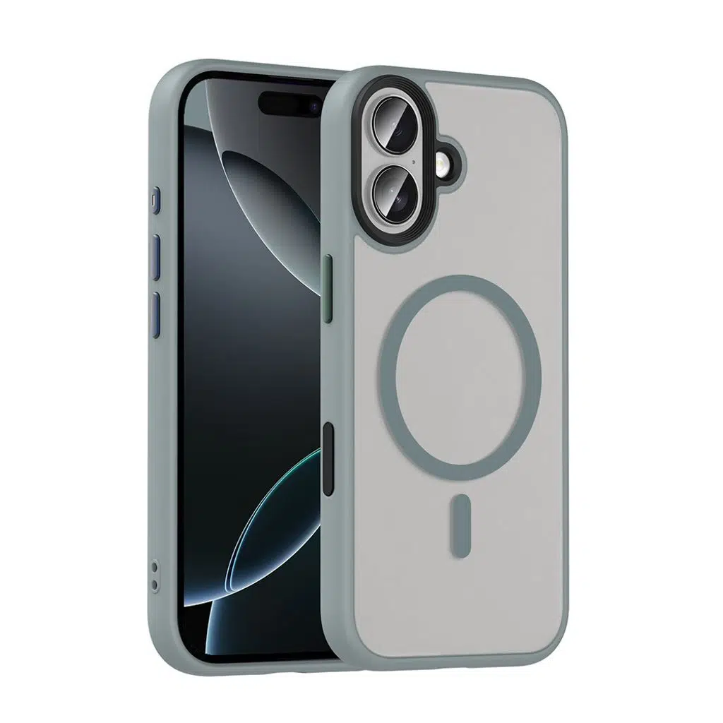 iPhone 17 Kılıf Mat Arka Yüzey Wireless Şarj Özellikli Flet M-safe Kapak