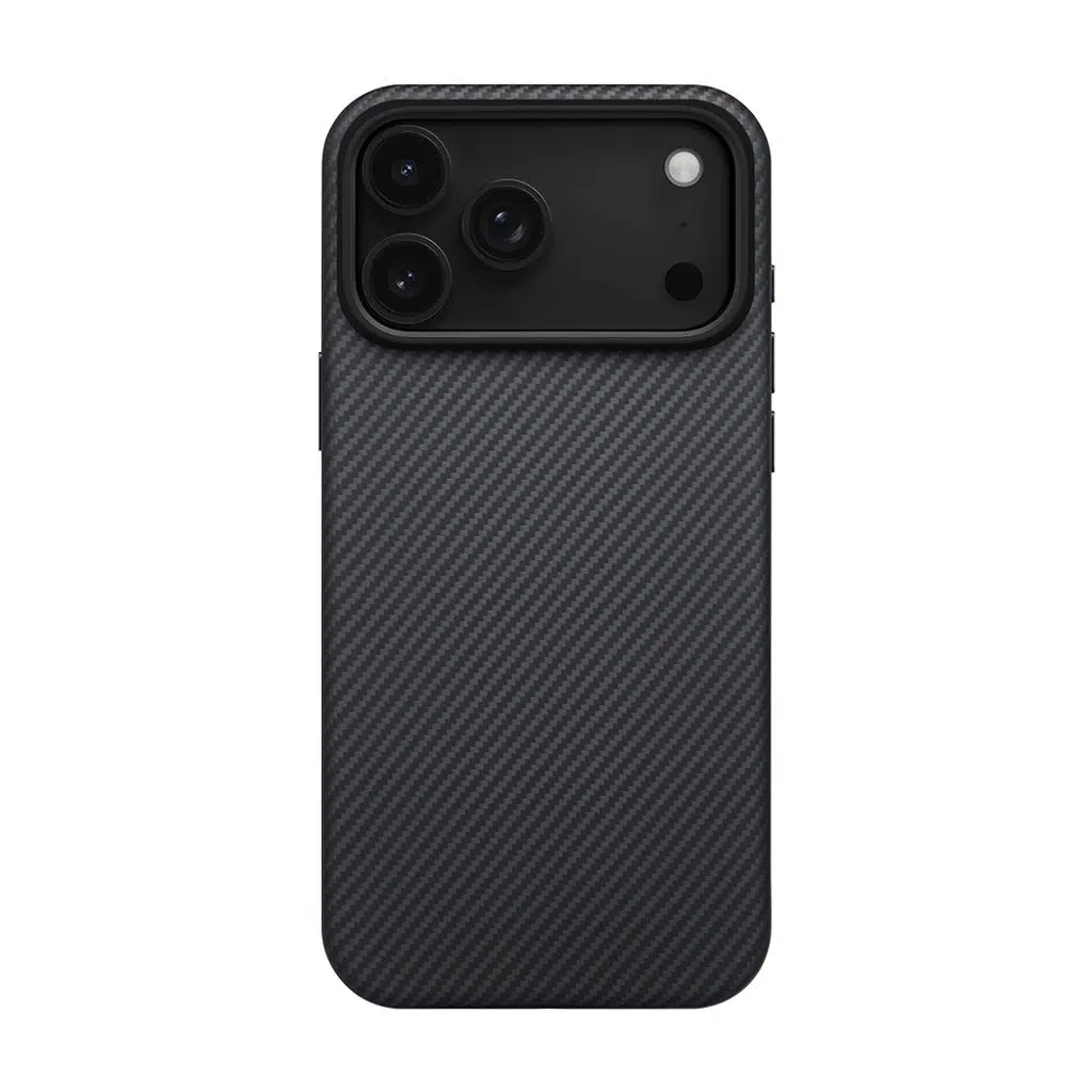 iPhone 17 Pro Kılıf M-safe Şarj Özellikli Aramid Fiber Pitaka Military-Grade Classic Serisi Black-Grey Twill Kapak