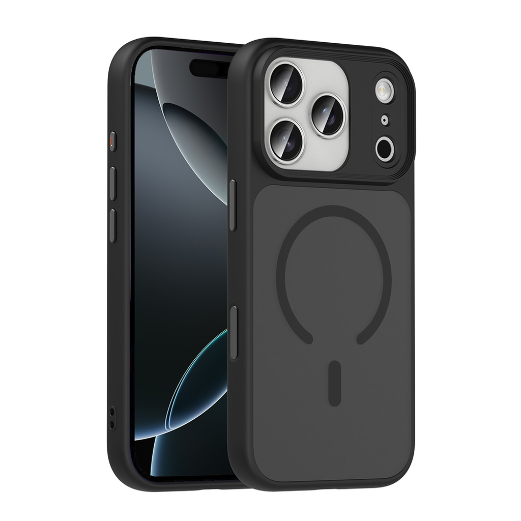 iPhone 17 Pro Kılıf Mat Arka Yüzey Wireless Şarj Özellikli Flet M-safe Kapak