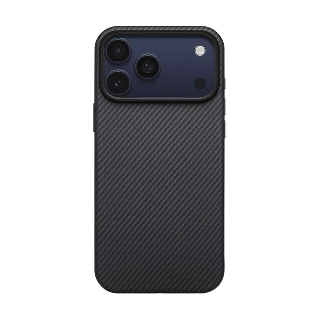 iPhone 17 Pro Max Kılıf M-safe Şarj Özellikli 1500D Aramid Fiber Pitaka Military-Grade Classic Serisi Black-Grey Twill Kapak