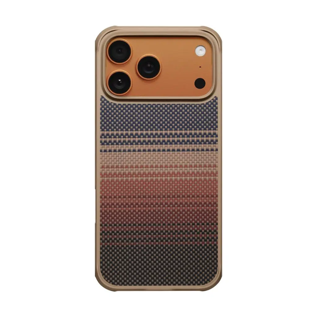 iPhone 17 Pro Max Kılıf M-safe Şarj Özellikli Pitaka Tactile Woven Sunset-Moonrise Aramid Pro Guard Serisi Kapak
