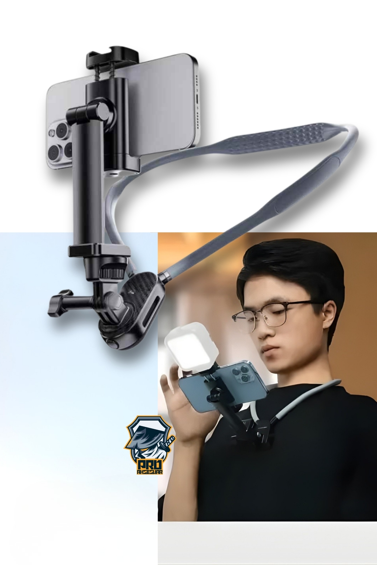 Lopard 2in1 Eller Serbest Boyun Askılı Telefon Tutucu iPhone GoPro ve Tüm Aksiyon Kameralarına