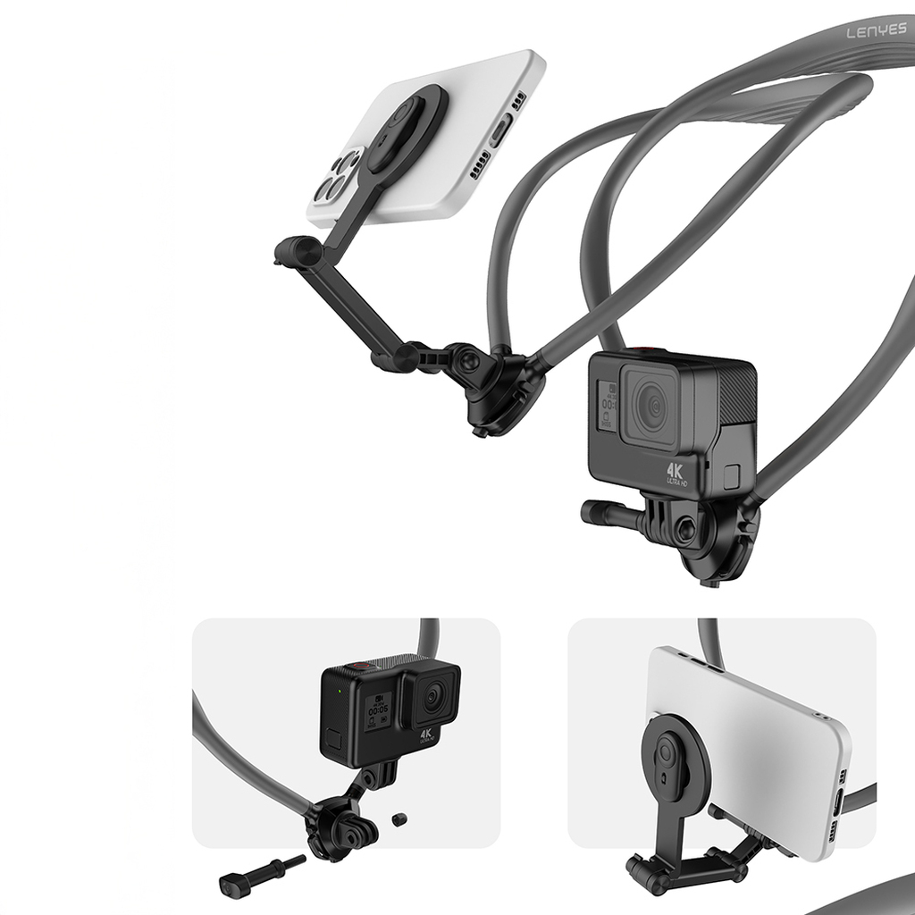 Lopard Eller Serbest Magnetik Boyun Askılı Telefon Tutucu — Bluetooth Kumanda, GoPro/İnsta360 Uyumlu