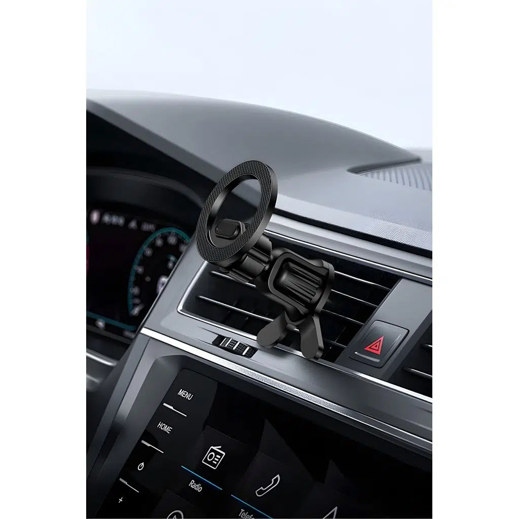 Lopard Magsafe Telefon Tutucu — Havalandırmaya Siyah/Metalik, 360° Döndürme