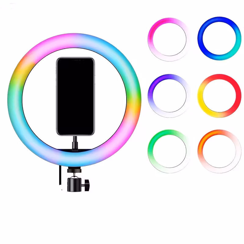 RGB RingLight 8 inç Işıklı Telefon Tutucu MJ20 Makyaj, Canlı Yayın, Video Çekimi, Toplantı ve İçerik Üretimi