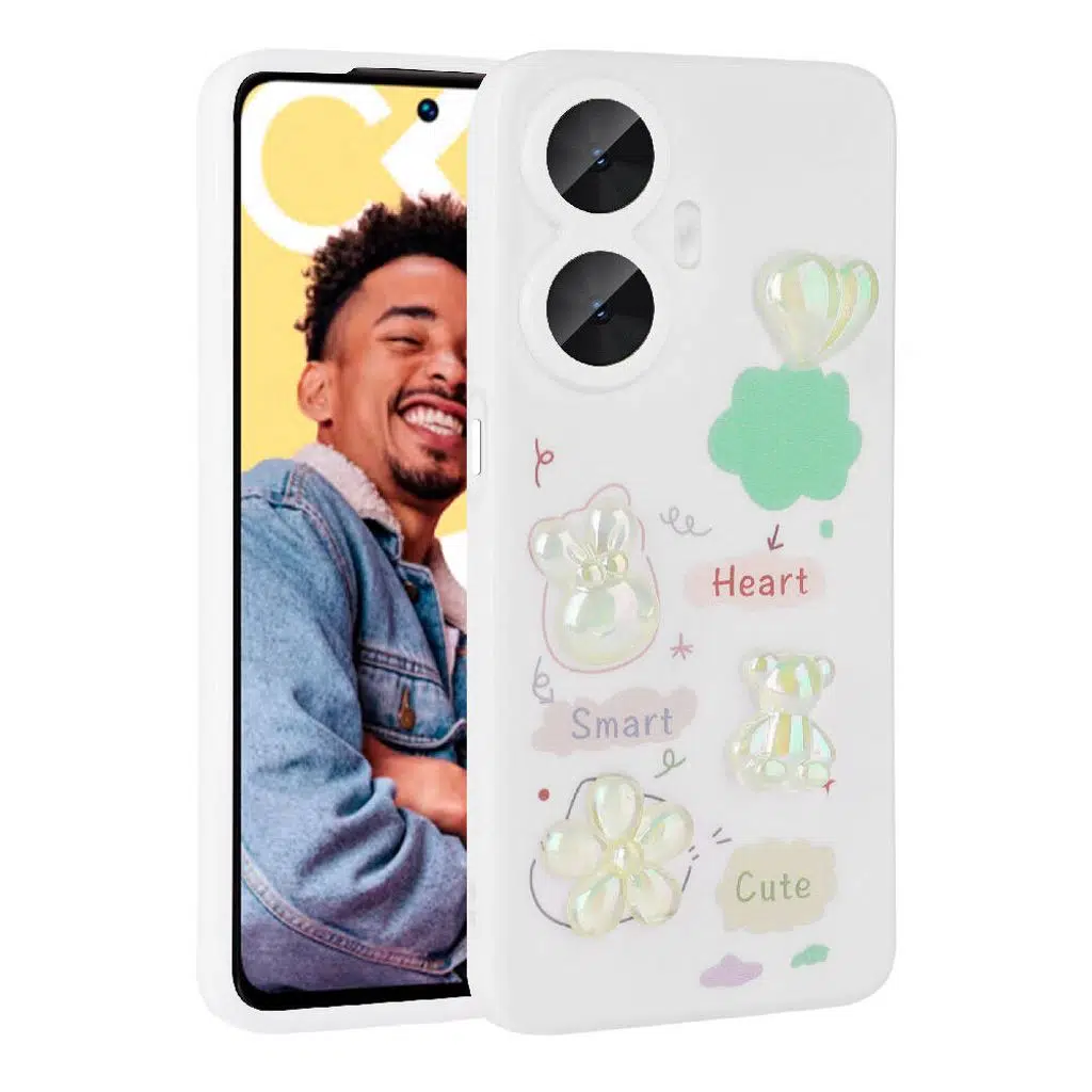 Realme C55 Kılıf Kabartma Figürlü Parlak Toys Silikon Kapak
