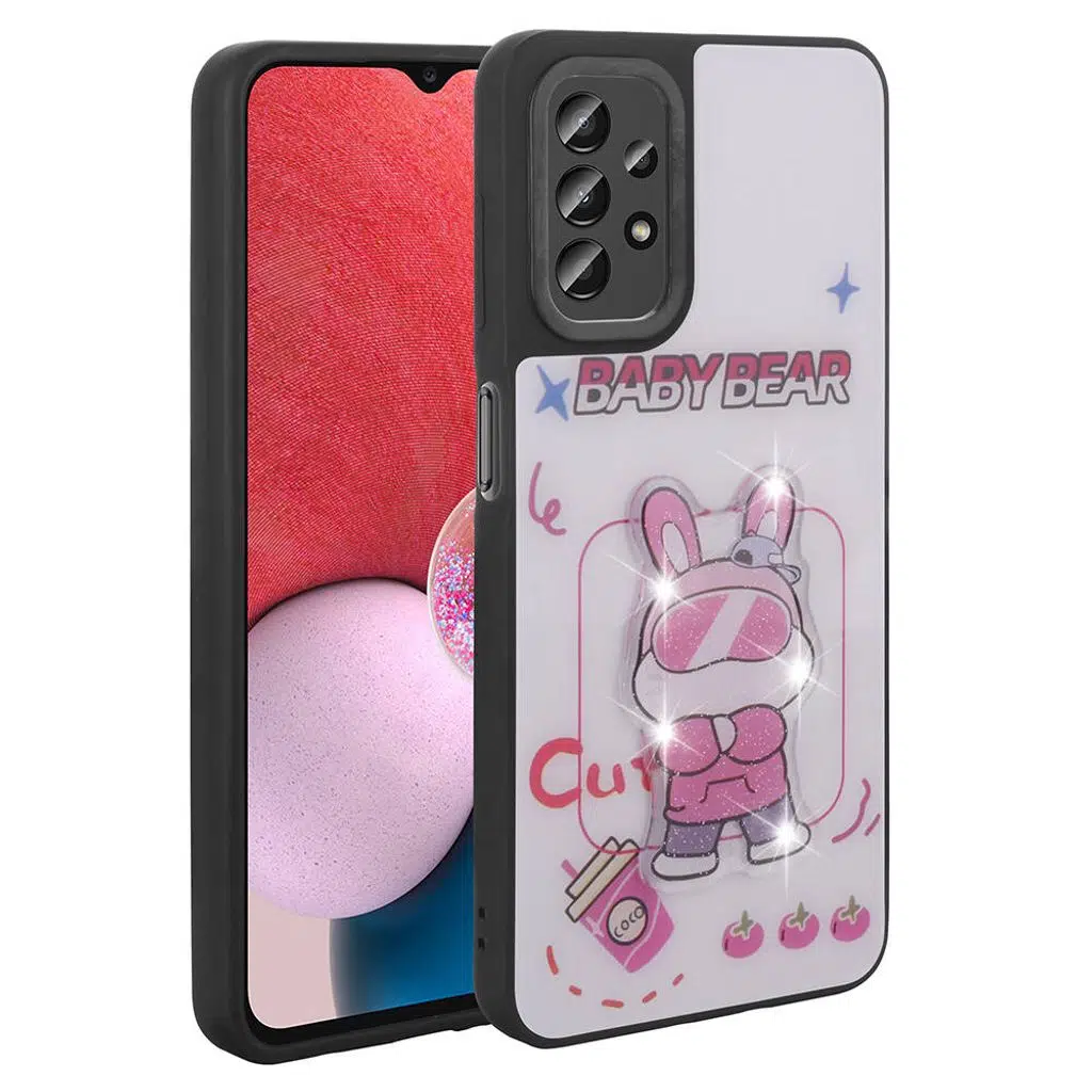 Samsung Galaxy A13 4G Kılıf Parlayan Kabartmalı İkonik Figürlü Amas Silikon Kapak