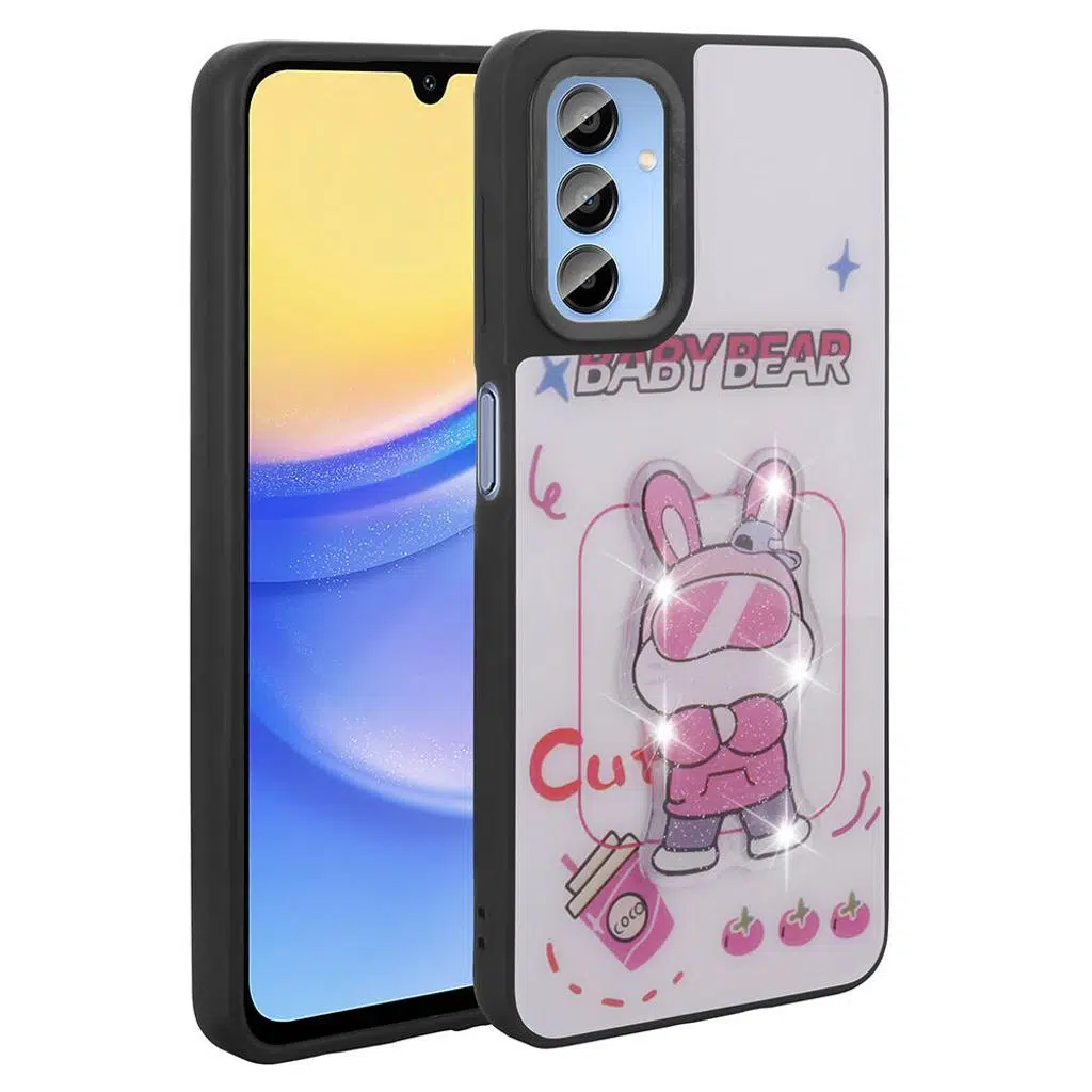 Samsung Galaxy A15 Kılıf Parlayan Kabartmalı İkonik Figürlü Amas Silikon Kapak